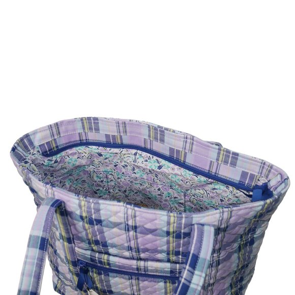 Vera Bradley Small Vera Tote Quilted in Amethyst Plaid Travel Shoulder Bag NWT - Picture 10 of 10